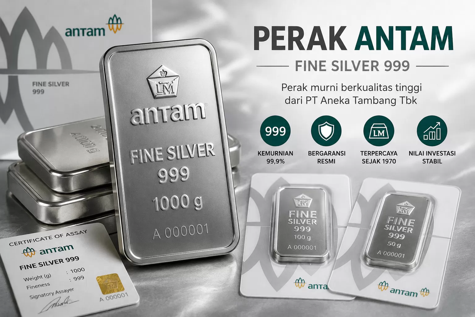Harga Perak Antam Hari Ini Naik Rp450, Tembus Rp49.050 per Gram. (KlikSoloNews/dok)
