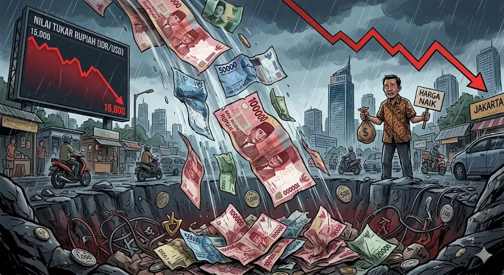 Akhirnya....Nilai Tukar Rupiah Hari Ini Kamis 4 Juni Tembus Rp18.000 per Dolar AS. (KlikSoloNews/dok AI)