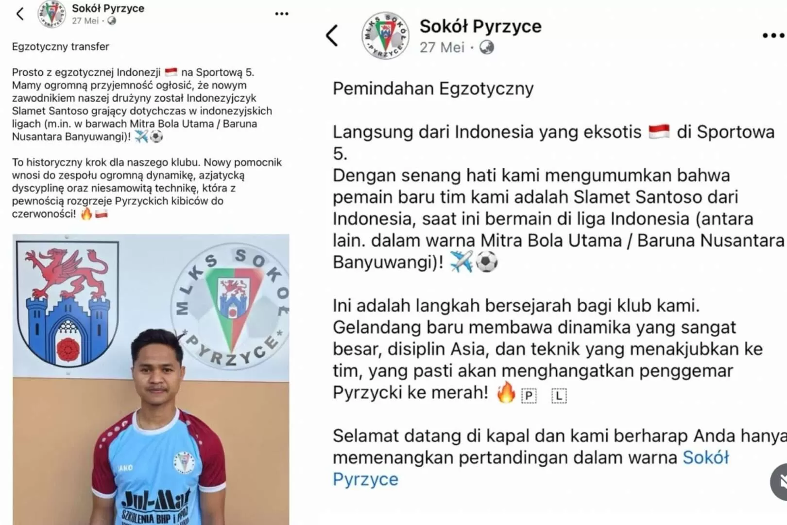 Dari Pekerja Migran Jadi Pesepak Bola Eropa, Kisah Slamet Santoso Asal Banyuwangi Viral di Polandia. (KlikSoloNews/dok)