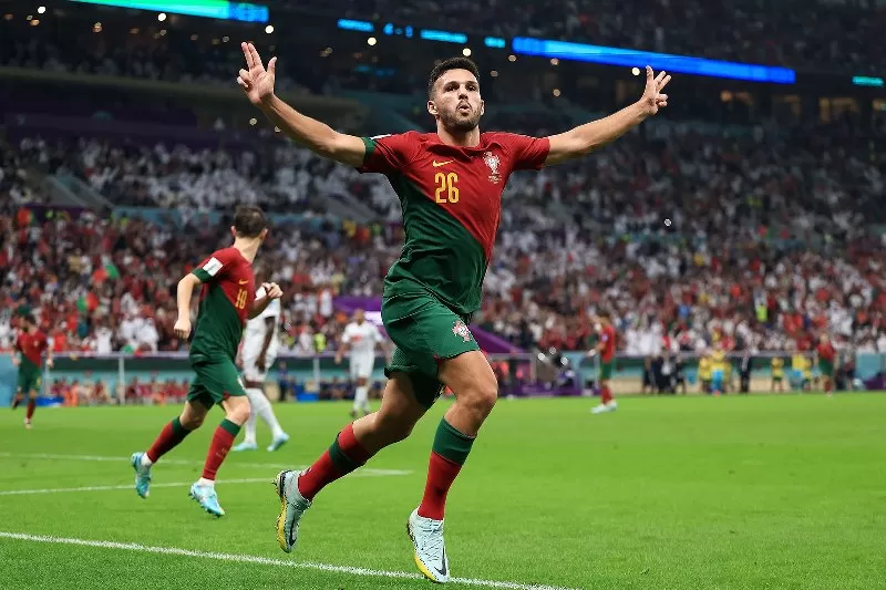 Goncalo Ramos merayakan gol pada laga Portugal Vs Swiss di babak 16 besar Piala Dunia 2022. (Foto: CNN)