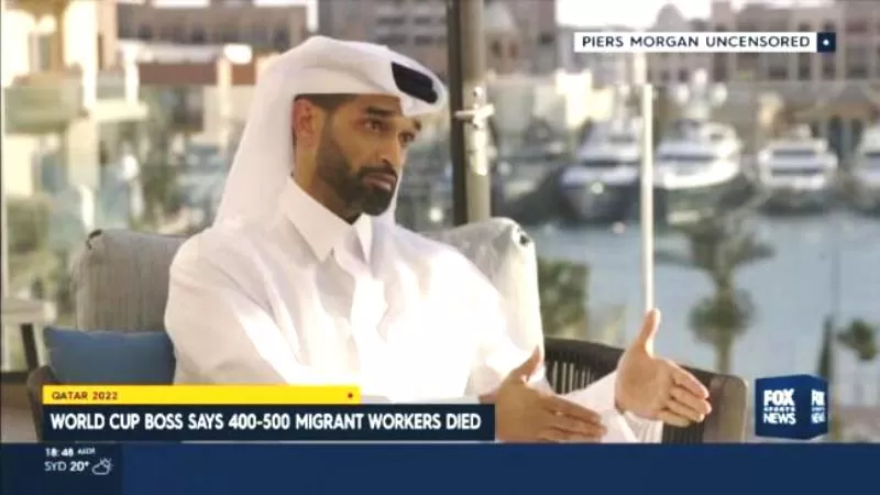 Ketua Piala Dunia 2022 Qatar Hassan Al-Thawadi dalam wawancara dengan Piers Morgan. (Foto: tangkapan layar Talk TV)