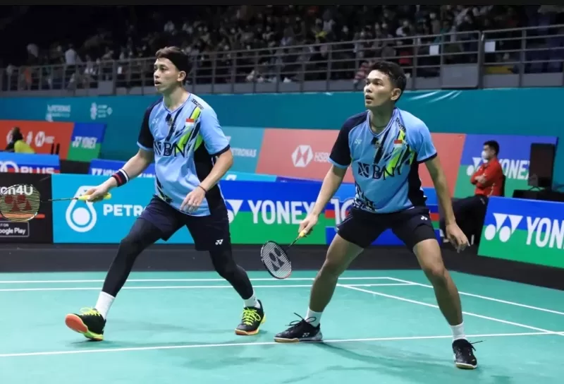 Fajar Alfian dan Muhammad Rian Ardianto di Malaysia Open 2023. (Foto: PBSI)
