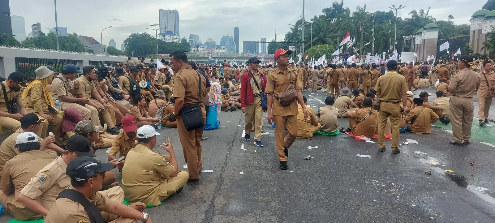 Ribuan kepala desa padati depan DPR (Dok Istimewa)
