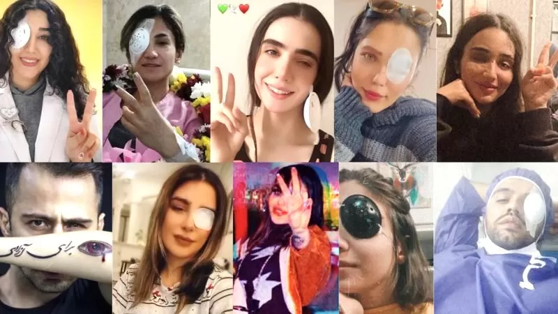 Para pemuda dan pemudi Iran yang matanya buta setelah jadi korban serangan polisi dalam aksi protes. (Foto: BBC)