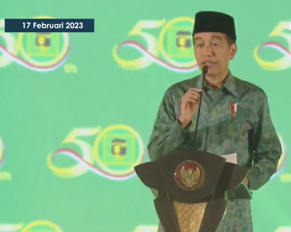 Presiden Jokowi menghadiri Halah PPP ke-50 di ICE BDS, Tangerang Selatan, Jumat, 17 Februari 2023.