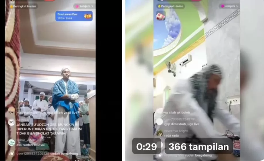 Dua ustaz live TikTok saat jadi imam Salat Tarawih (Dok tangkapan layar)