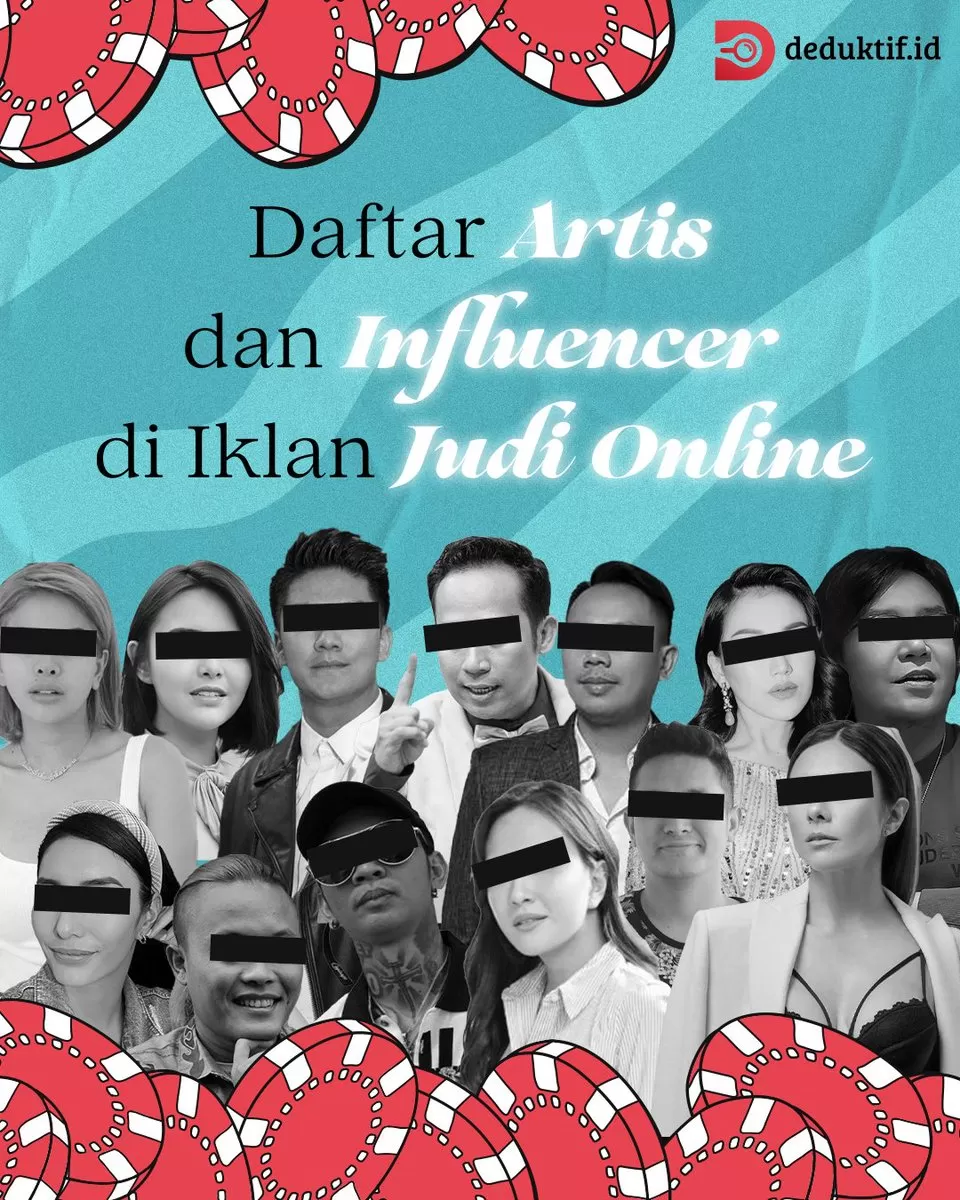 Sederet artis atau influencer ternama promosikan situs rumah judi online. (Twitter/deduktifid)