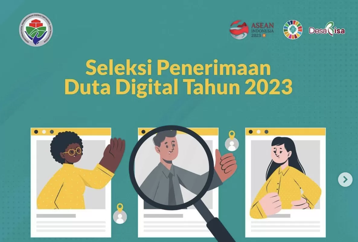 Kementerian Desa, Pembangunan Daerah Tertinggal, dan Transmigrasi membuka lowongan dan seleksi Duta Gigital 2023. 