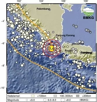 Gempa Bumi dangkal M 5,4 mengguncang Banten