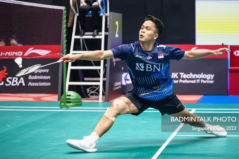Hasil perempat final Singapore Open 2023 salah satunya menyajikan perjuangan tunggal putra Indonesia, Anthony Sinisuka Ginting. (Foto: Badmintalk)
