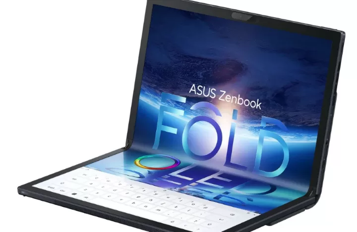 Tampak ASUS Zenbook Fold. Apple tengah menggarap laptop layar lipat untuk segera dipasarkan. Foto: ASUS
