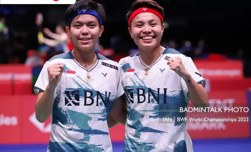 Jadwal BWF World Championships 2023 perempat final salah satunya akan menampilkan perjuangan pasangan ganda putri Indonesia, Apriyani Rahayu/Siti Fadia Silva Ramadhanti. (Foto: Badmintalk)
