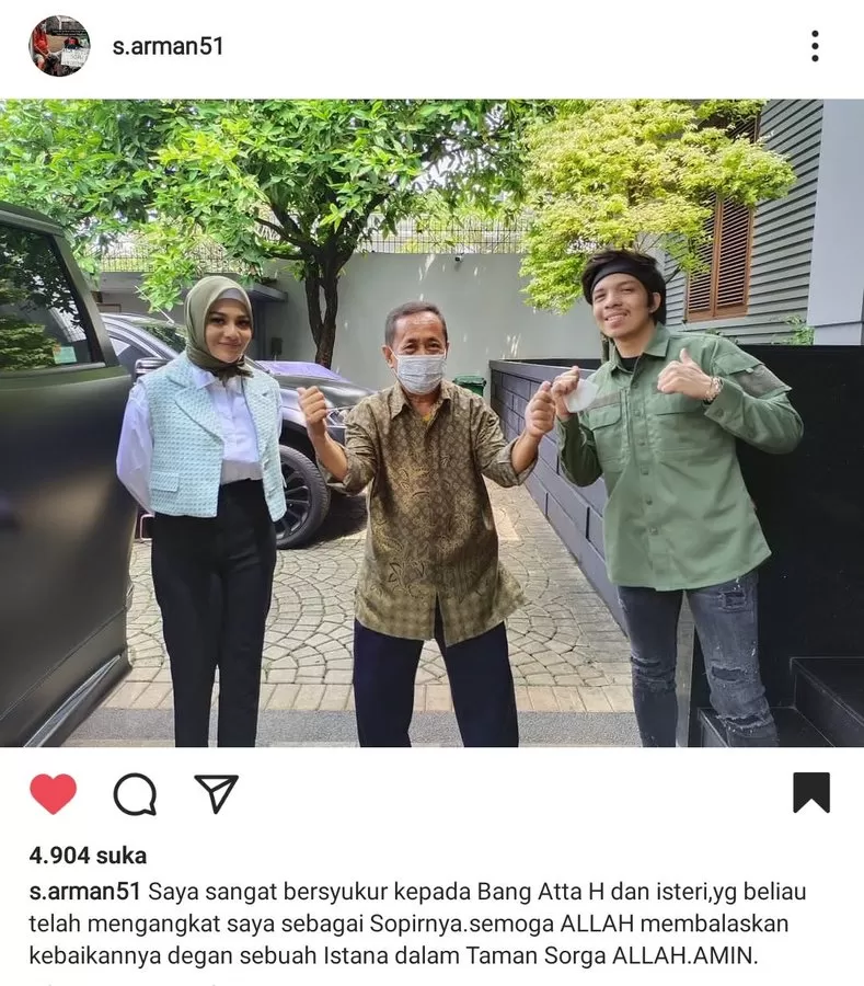 Atta Halilintar dan Pak Arman Sopir. (Instagram/@s.armany51)