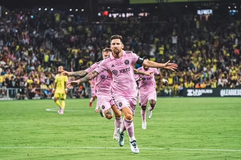 Lionel Messi merayakan golnya dalam laga Nashville SC Vs Inter Miami di final Piala Liga 2023. (Foto: Inter Miami)