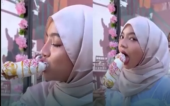Oklin Fia hapus konten jilat es krim setelah panen hujatan. (Instagram/oklinfia)