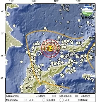 Gempa bumi terkini kekuatan M5,2 mengguncang Minahasa.