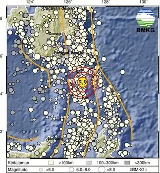 Gempa terkini M5,9 mengguncang Kepulauan Talaud.