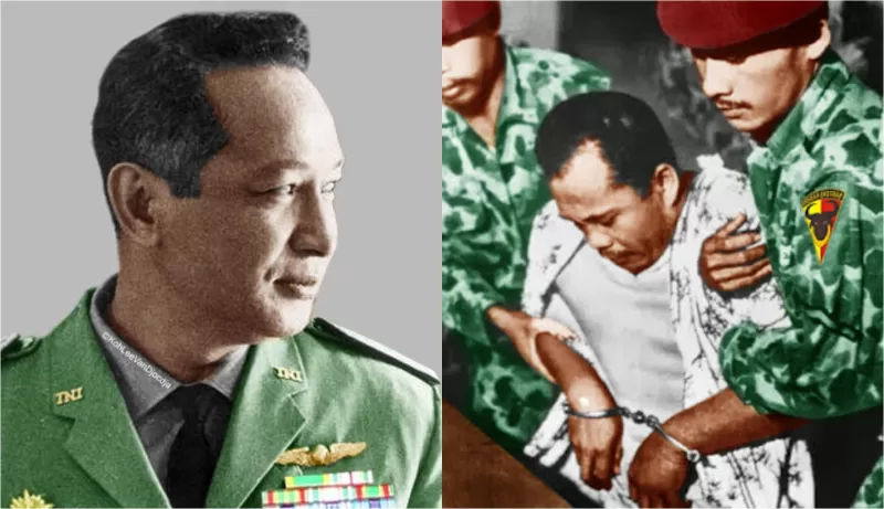 Saat ditangkap sebagai tokoh kunci G30S PKI, Letkol Untung Syamsuri yakin Soeharto bakal membebaskannya. (Foto: kolase Youtube/Wikimedia Commons)