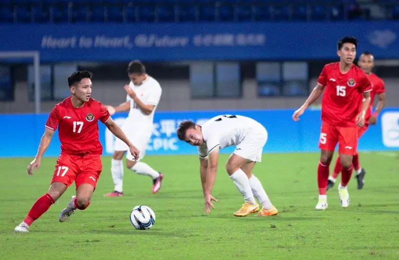 Hasil Indonesia Vs Kirgistan dalam laga pertama fase Grup F Asian Games Hangzhou. (Foto: NOC Indonesia/Naif Al’A)