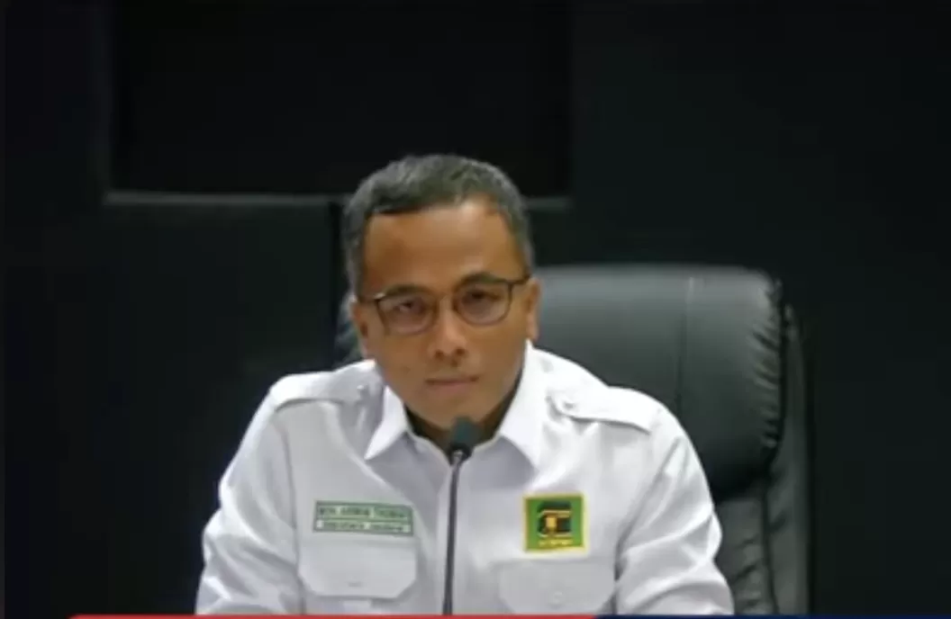 Sekjen PPP Arwani Thomafi, dalam rapat TPN yang keempat  di Gedung High End, Kebon Sirih, Jakarta Pusat, pada Rabu, 27 September 2023,