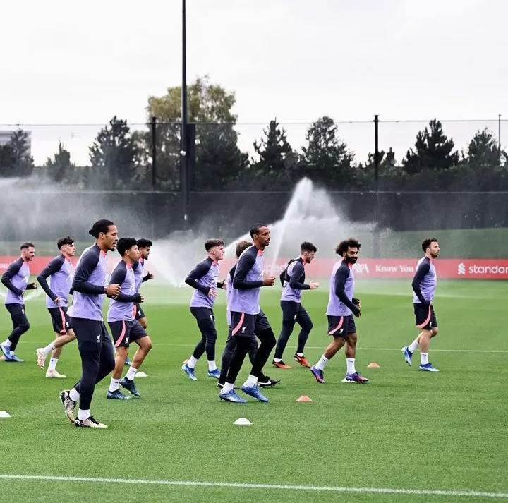 Skuad Liverpool sedang latihan jelang melawan Union Saint-Gilloise (Foto: instagram official Liverpool)
