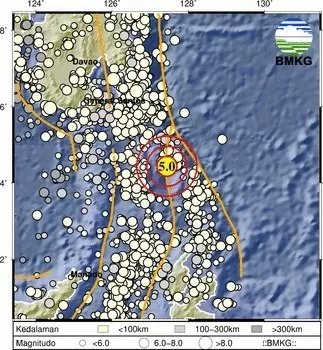 Gempa bumi terkini M5,0 SR mengguncang Kepulauan Talaud.