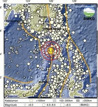 Gempa bumi terkini M5,1 mengguncang Kepulauan Talaud.