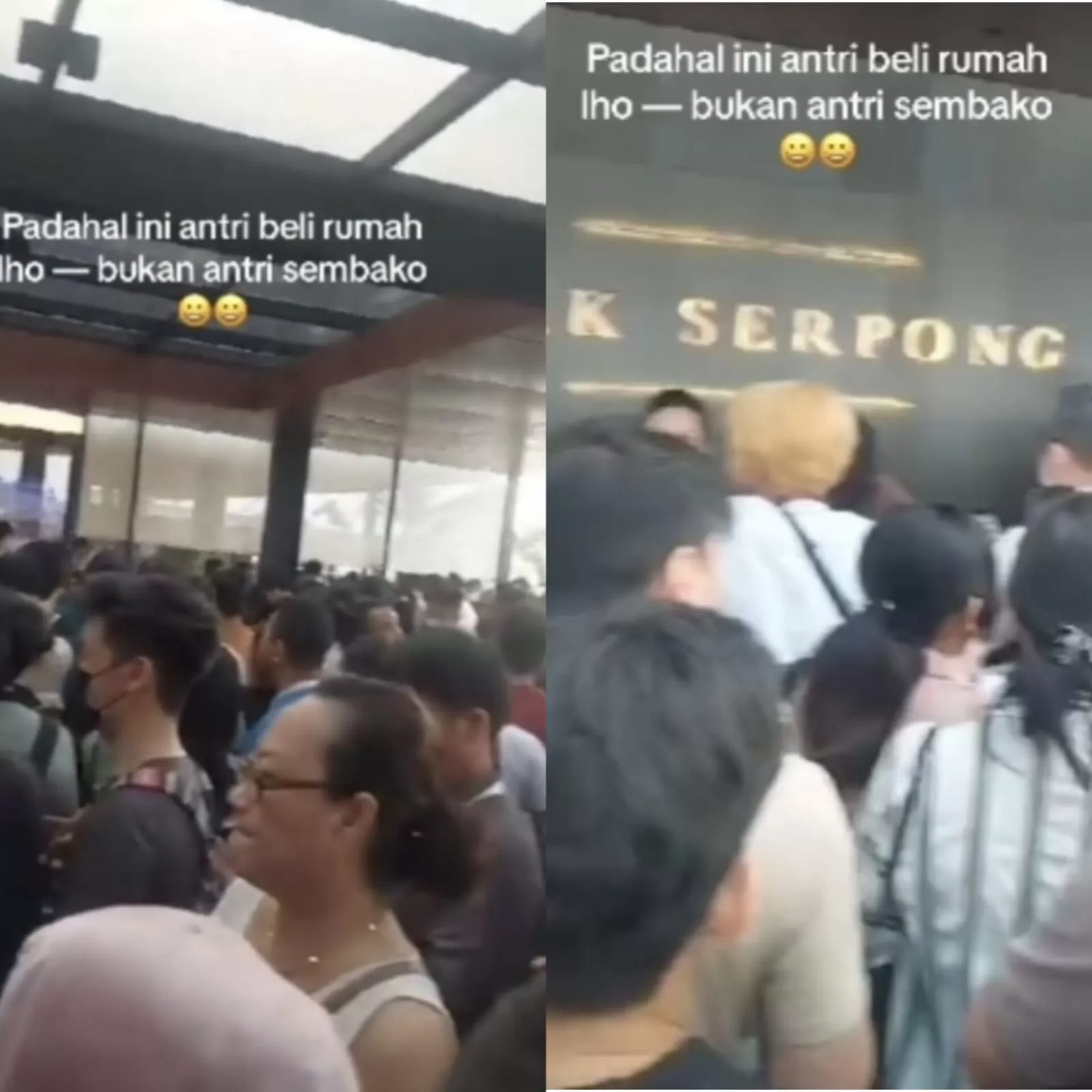 Viral antrian panjang warga membeli rumah 2 lantai seharga Rp300 juta di kawasan Park Serpong. (TikTok @syanti30)
