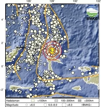 Gempa bumi terkini M5,2 mengguncang Halmahera, Maluku Utara. (Dok: BMKG)