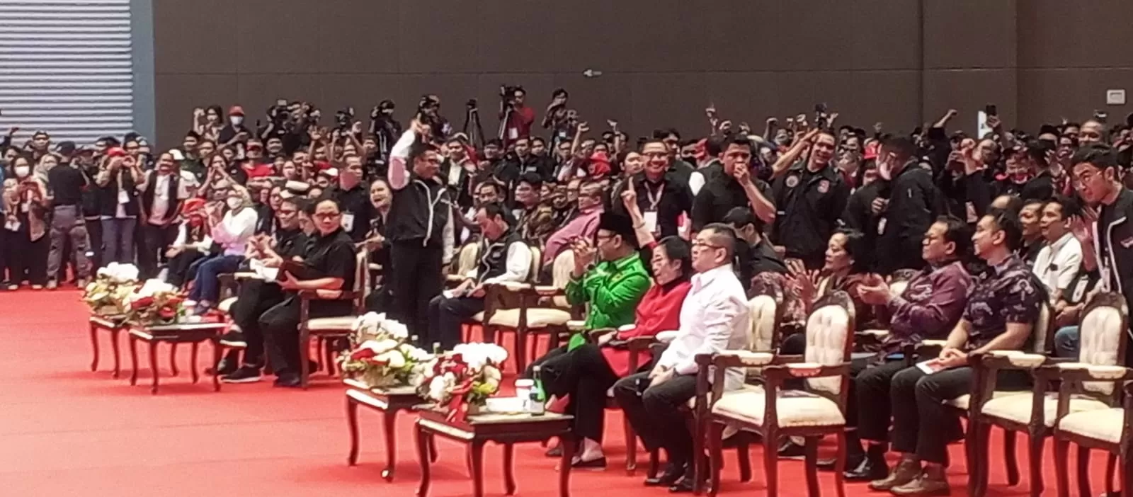 Ketua Umum Partai Demokrasi Indonesia Perjuangan (PDIP) Megawati Soekarnoputri di Rapat Koordinasi Nasional (Rakornas) Relawan Ganjar-Mahfud se-Pulau Jawa, di JIExpo, Senin, 27 November 2023