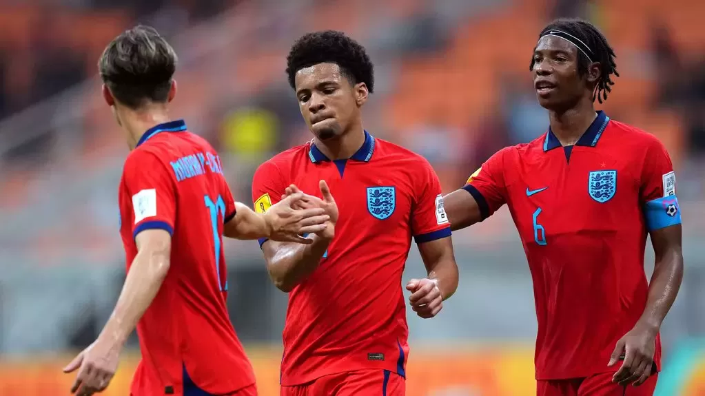 Timnas Inggris U-17 hancurkan Kaledonia Baru U-17 dengan Skor 10-0 pada laga pertama Grup C Piala Dunia U-17 2023. Foto: Tangkapan layar Twitter X @ChristopherSK3