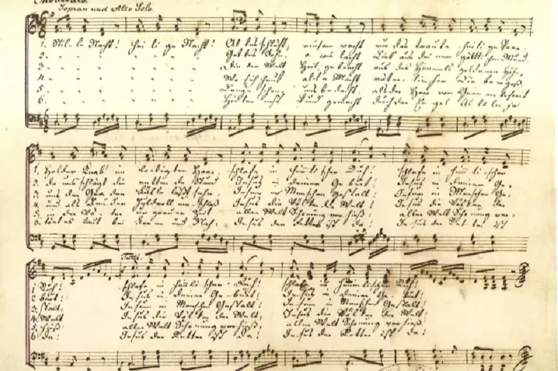 Gubahan lagu Malam Kudus dari Puisi Stille Nacht (Autograph Gruber)