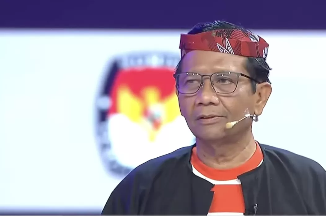 Cawapres Mahfud MD saat debat cawapres pada Jumat, 22 Desember 2023.