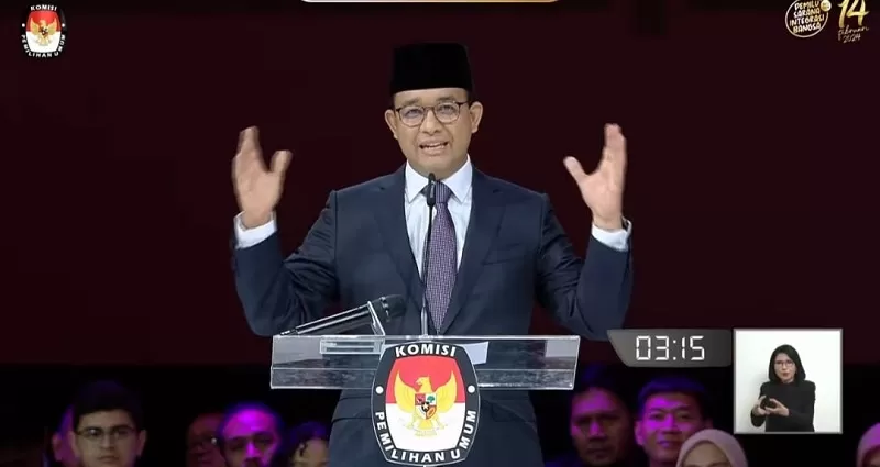 Anies Baswedan singgung soal bansos di pinggir jalan dalam debat kelima Pilpres  (DOk YouTube KPU RI
