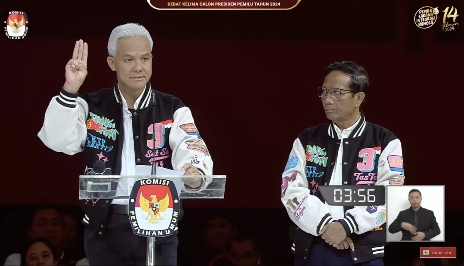 Ganjar Pranowo dan Mahfud MD saat menyampaikan tiga janji keduanya jika terpilih sebagai presiden 2024. 