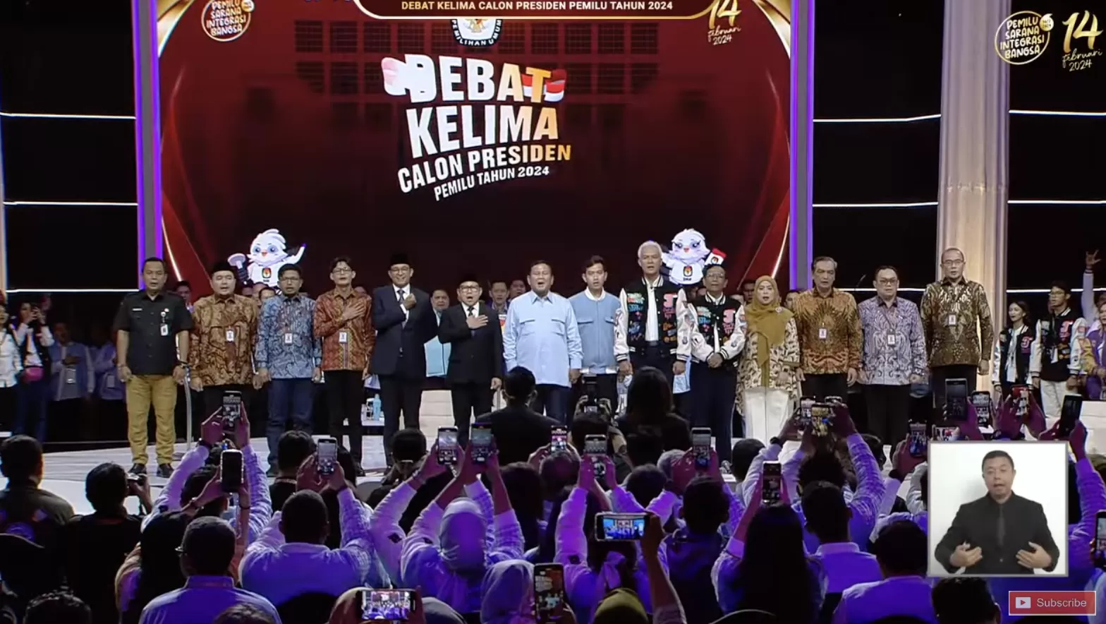 Debat capres kelima yang diselenggarakan KPU pada Minggu, 4 Februari 2024.