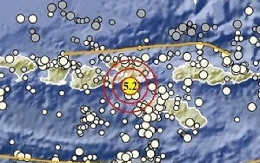 Gempa terkini magnitudo 5,2 guncang kabupaten Dompu NTB (Dok BMKG)