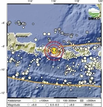 Gempa terkini dengan kekuatan Magnitudo M5,5 mengguncang wilayah Lombok, Nusa Tenggara Barat (NTB) pada Selasa, 14 Mei 2024. Gempa ini tidak berpotensi tsunami.