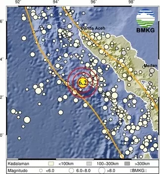 Gempa bumi terkini dengan kekuatan Magnitudo M6,2 mengguncang kawasan Sinabang, Aceh, pada Selasa malam, 28 Mei 2024.