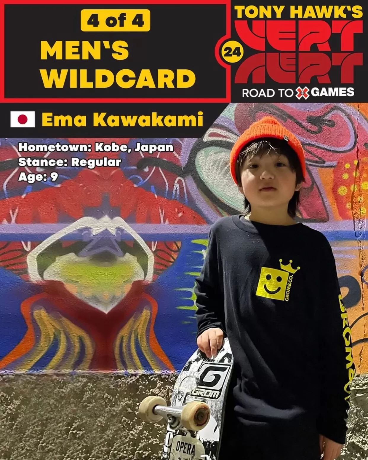 Ema Kawakami, gadis 9 tahun yang pecahkan rekor gerakan 900 derajat Tony Hawk. (Foto: Instagram @ema_kawakami)
