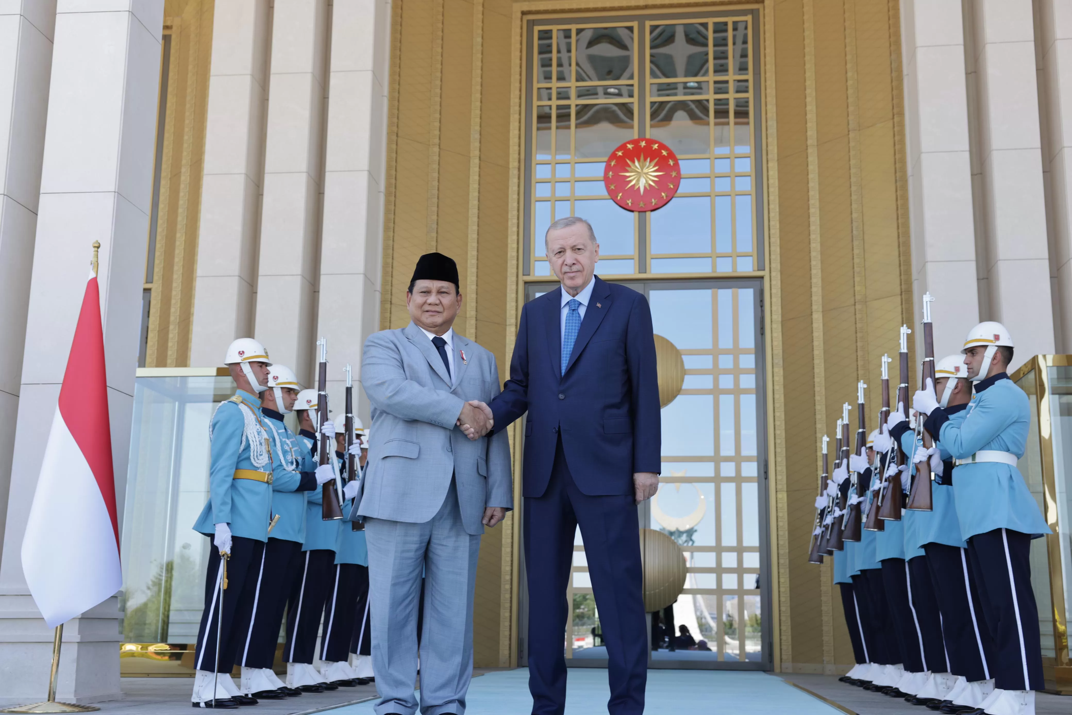 Menhan Prabowo Subianto bertemu Presiden Turki, Recep Tayyip Erdoğan di Istana Kepresidenan Turki, Ankara, Selasa 30 Juli 2024. Foto: Kemhan