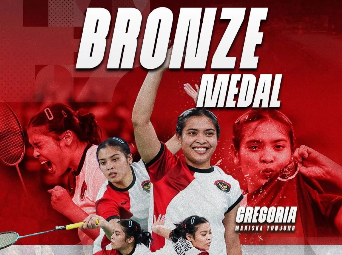 Pebulu tangkis tunggal putri Indonesia, Gregoria Mariska Tunjung, sah meraih medali perunggu setelah lawannya Carolina Marin mundur dari Olimpiade Paris karena cedera. Foto: X @INABadminton