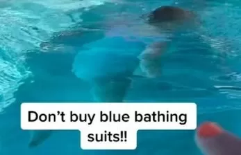 Video TikTok yang mengingatkan bahaya menggunakan baju renang warna biru untuk anak-anak. (Dok. TikTok/@springhill.isr)