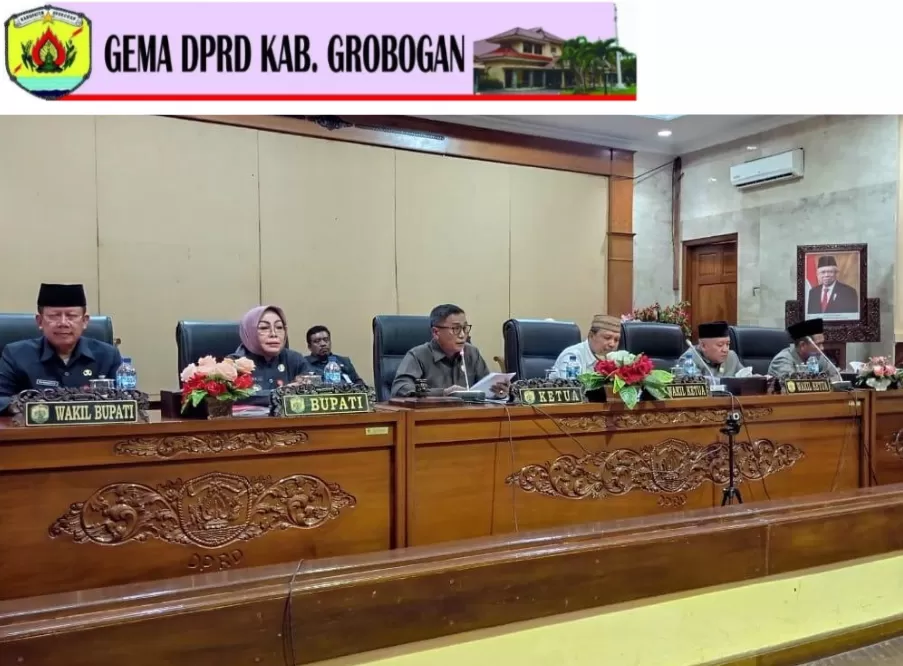 Rapat Paripurna DPRD Grobogan tentang pengambilan keputusan atas rekomendasi DPRD terhadap LKPJ Bupati 2022.  (Foto: M Taslim Hadi)