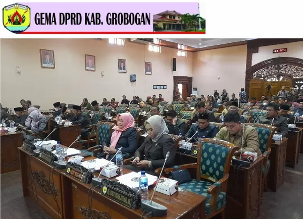  Rapat Paripurna DPRD Grobogan tentang pengambilan keputusan atas rekomendasi DPRD terhadap LKPJ Bupati 2022. (Foto: M Taslim Hadi)