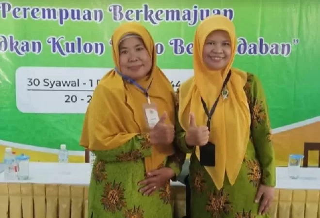 Mardiyatun Ketua (kiri) dan Sekretaris Barokatussolihah (kanan) PDA Kulonprogo 2022-2027. (Foto: Widiastuti)