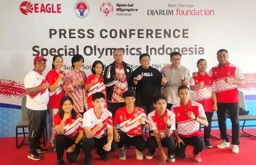 Para atlet Special Olympics Indonesia (SOIna) yang akan berlaga di kejuaraan olimpiade olahraga dunia di Berlin Jerman, menargetkan dapat meraih sembilan medali emas.  (foto: Mc. Thoriq)