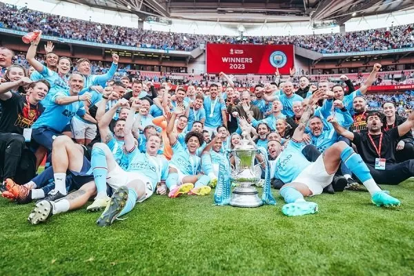 Manchester City usai meraih Piala FA 2022/2023 (Foto twitter@MANcity)