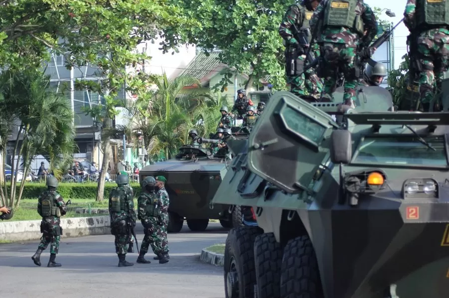 Prajurit TNI AD usai berhasil 'merebut' kembali Yogyakarta. (Foto : Ivan Aditya)