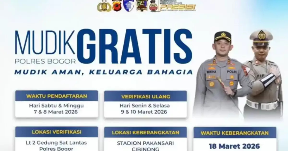 Satlantas Polres Bogor Buka Program Mudik Gratis 2026, Berangkat dari Pakansari 18 Maret